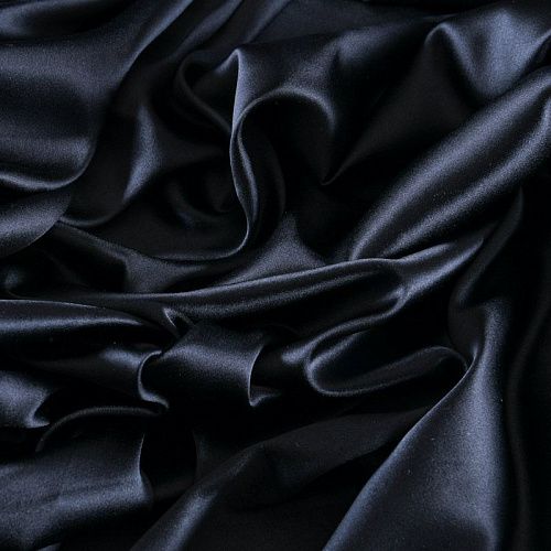 Шелк натуральный стрейч 064-11950 черный однотонный