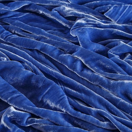 Бархат шелковый 002-17716 сине-голубой однотонный