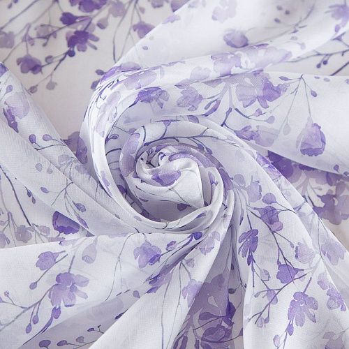 Шифон 068-17369 белый принтованный