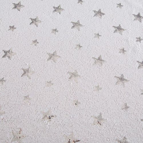 Пайетки на сетке 055-16577 белый/серебро