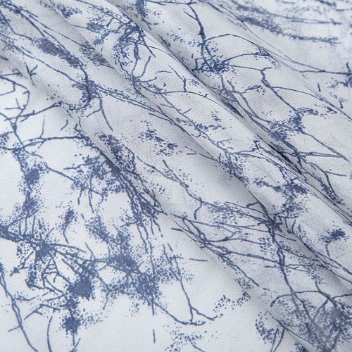 Шифон шелковый 068-20067 молочный принтованный