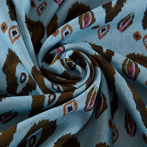 Лен 035-18345 голубой принтованный