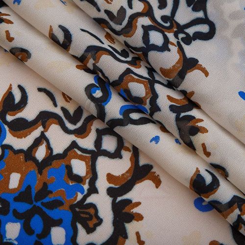 Креп-шифон 027-16224 молочный принтованный