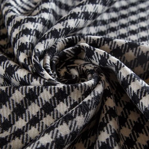 Ткань костюмная 025-14437 молочно-черный клетка