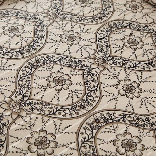 Вискоза жаккардовая 009-12368 экрю принтованный