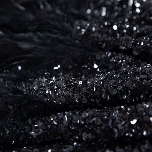 Сетка с пайетками и пером 050-19782 черный