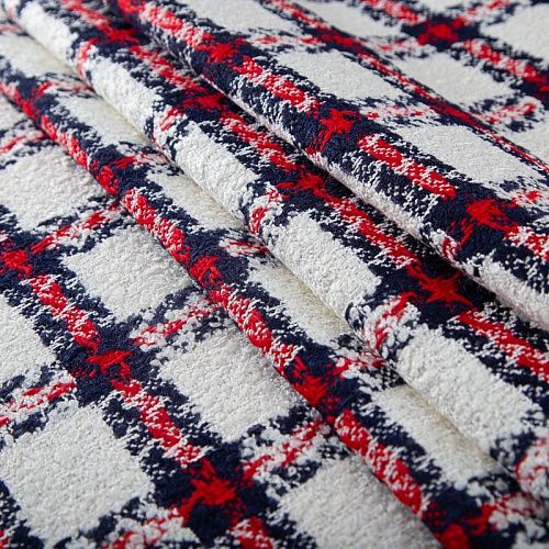 Твид дублированный Gucci 052-20147 молочный клетка