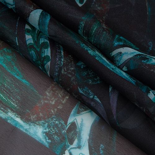 Шифон 068-17403 черный принтованный