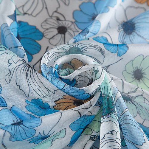 Шифон 068-17385 белый принтованный