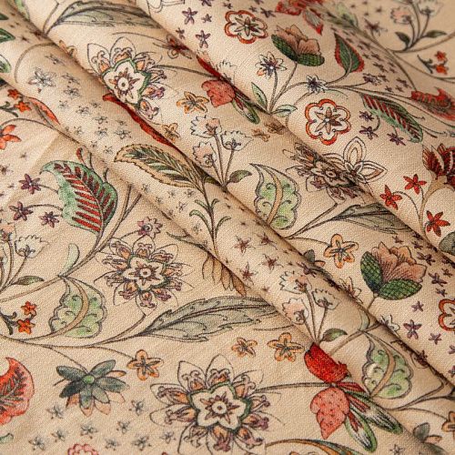 Лен-вискоза 035-20286 бежевый принтованный