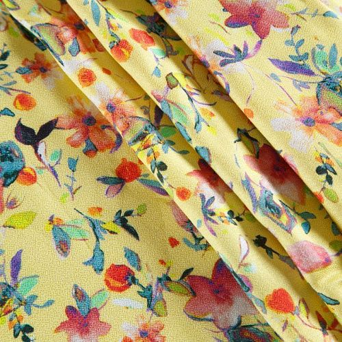 Креп 026-12413 желтый принтованный