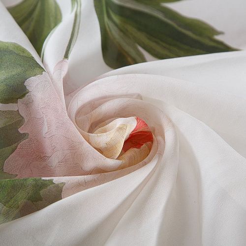 Шифон шелковый 068-19106 белый принтованный