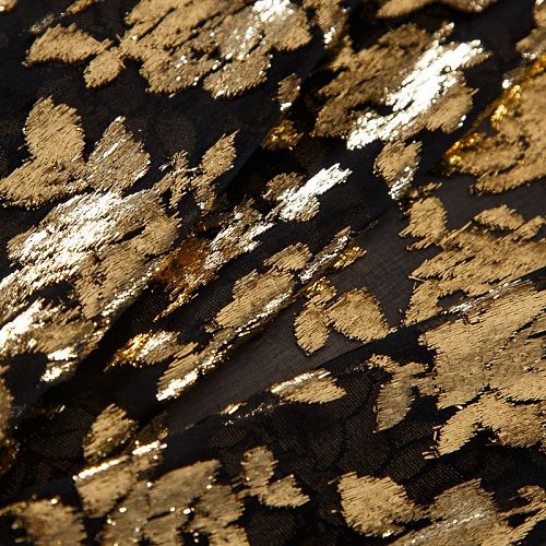 Шифон шелковый с люрексом Yves Saint Laurent 068-19076 черный/золото