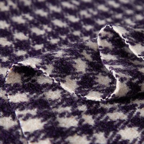 Ткань пальтовая 040-20245 молочно-чернильный клетка