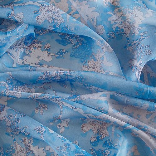 Шифон 068-17376 небесно-голубой принтованный