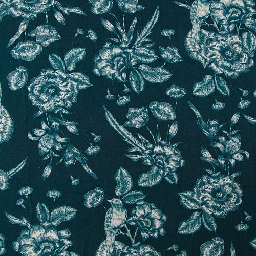 Штапель 069-12290 темно-бирюзовый принтованный