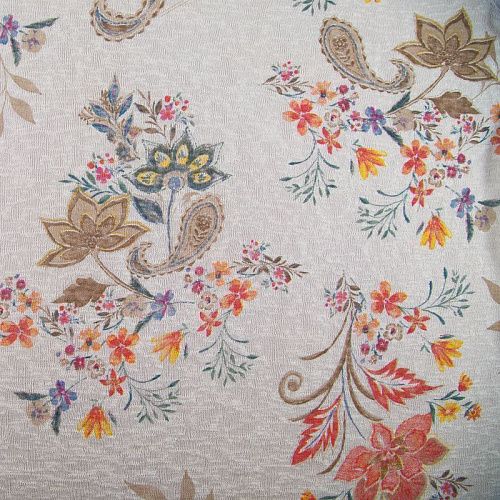 Трикотаж льняной 056-20088 экрю принтованный