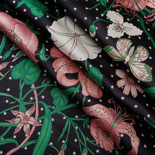 Шелк твил натуральный Gucci 064-19104 черный принтованный