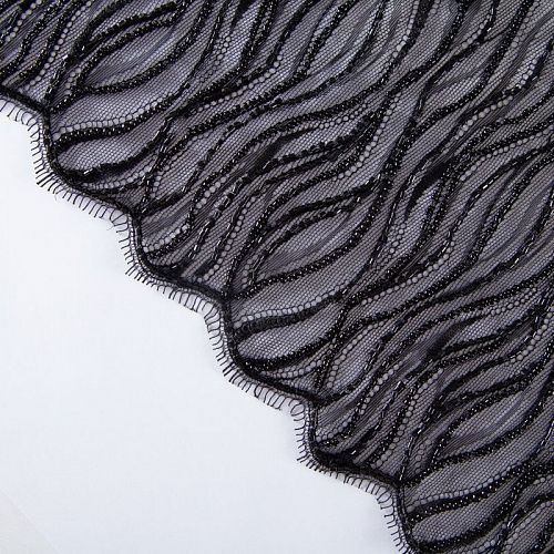 Шантильи с вышивкой и бисером 031-19786 черный