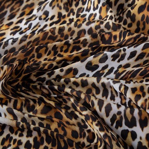 Креп-шифон шелковый 027-19922 коричневый принтованный