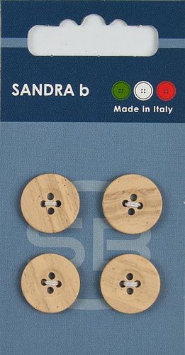 Пуговицы SANDRA 15 мм пластик 4 шт CARD236 под дерево