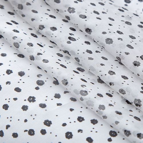 Шифон шелковый 068-20066 белый принтованный