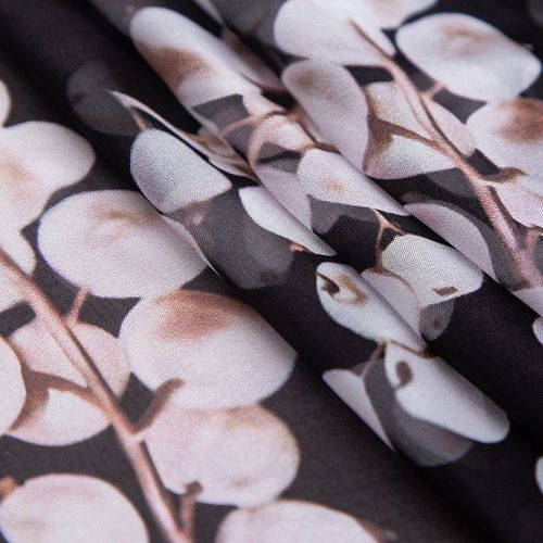 Шифон шелковый 068-20075 черный принтованный