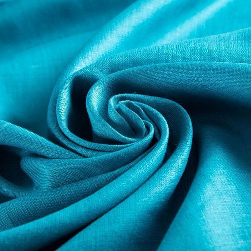 Лен натуральный премиум 035-20363 бирюзовый однотонный