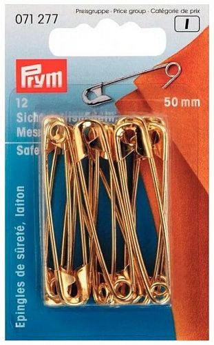 Булавки английские Prym 071277 50 мм 12 шт золото