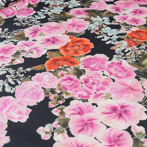 Хлопок стрейч 063-12101 черный принтованный