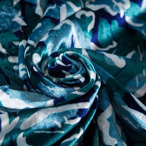 Бархат Armani 002-19216 сине-зеленый принтованный