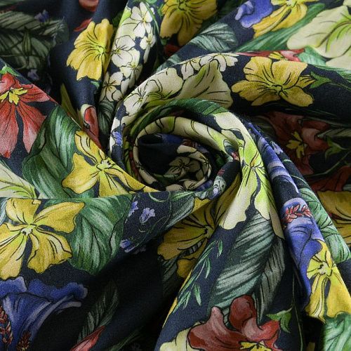 Хлопок стрейч 063-12073 темно-синий принтованный