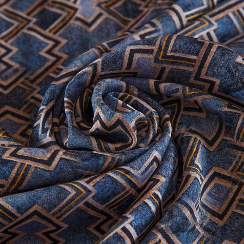 Шелк-штапель 069-17640 серо-синий принтованный