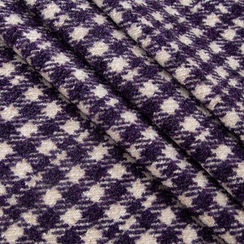 Ткань пальтовая 040-20245 молочно-чернильный клетка