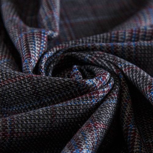 Ткань костюмная 025-14421 черный меланж клетка