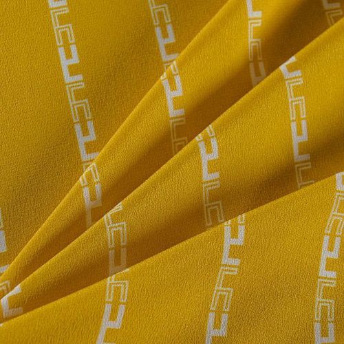 Крепдешин натуральный 028-11942 шафрановый принтованный