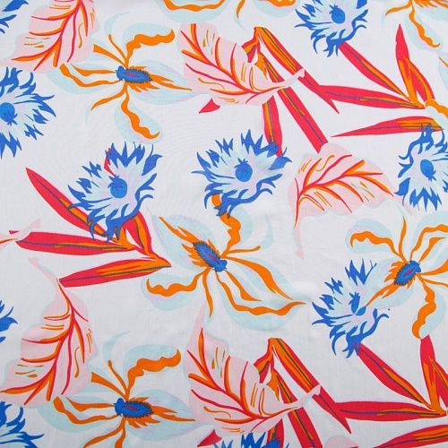 Шифон 068-13082 белый принтованный