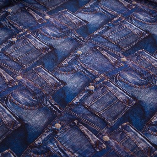 Крепдешин шелковый 028-20287 синий принтованный