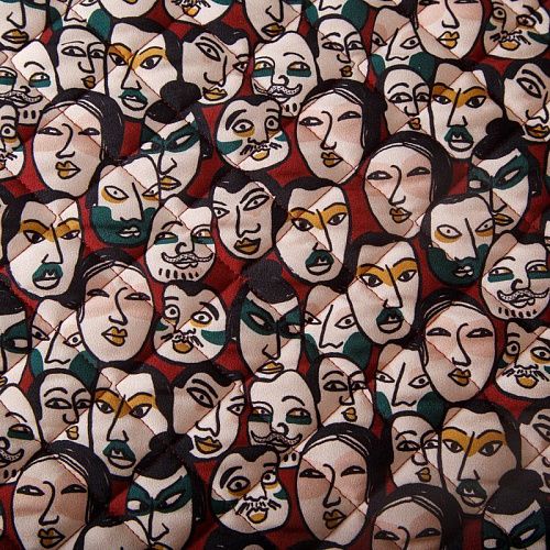 Ткань курточная 2-х сторонняя 033-14636 вишнево-красный принтованный