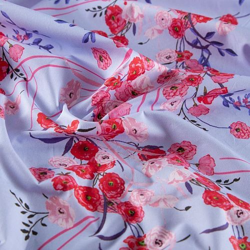 Поплин 063-19924 голубой принтованный