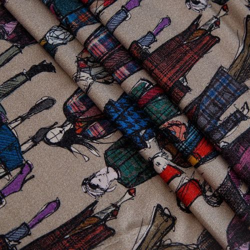 Трикотаж 056-14805 песочно-бежевый принтованный