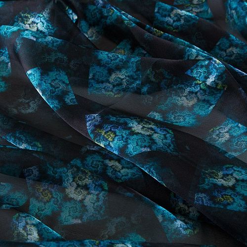 Шифон 068-17407 черный принтованный