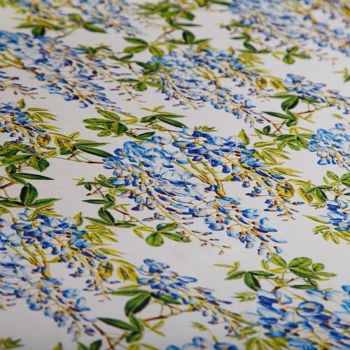 Шифон шелковый 068-19108 молочный принтованный