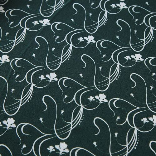 Креп 026-12326 бутылочный зеленый принтованный