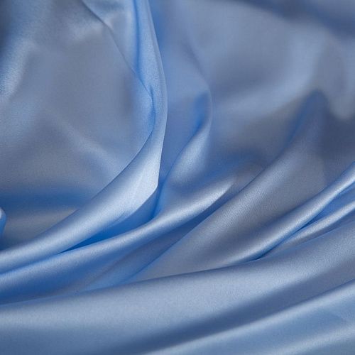 Шелк натуральный атласный 064-19270 голубой однотонный