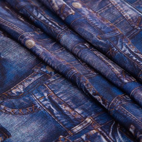 Крепдешин шелковый 028-20287 синий принтованный