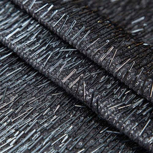 Сетка с пайетками и стеклярусом 050-19862 антрацит