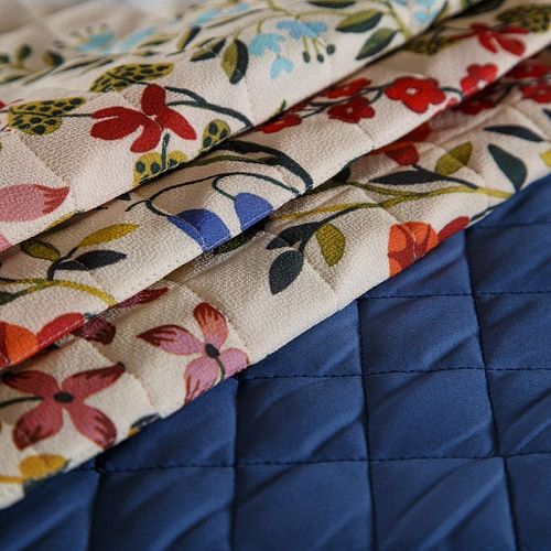 Ткань курточная 2-х сторонняя 033-14802 молочно-синий принтованный