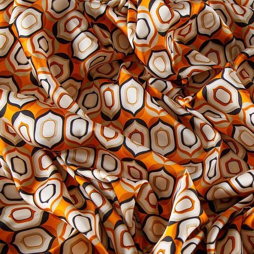 Шелк синтетический 065-13789 апельсиновый принтованный