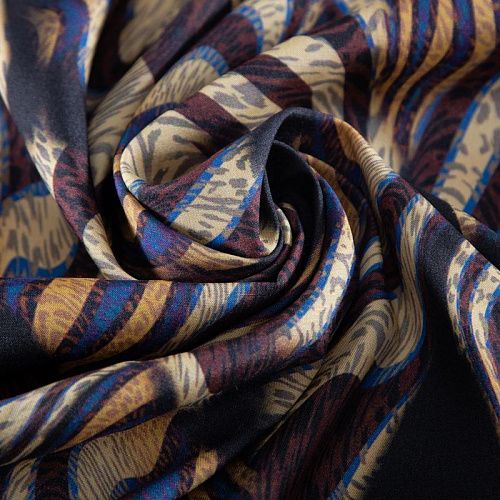 Шелк натуральный 064-20368 черный принтованный